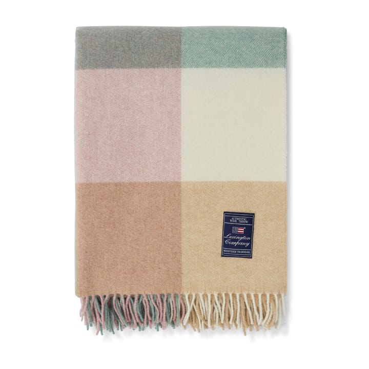 Checked Recycled Wool throw 130x170 cm - Beige-light green - Lexington