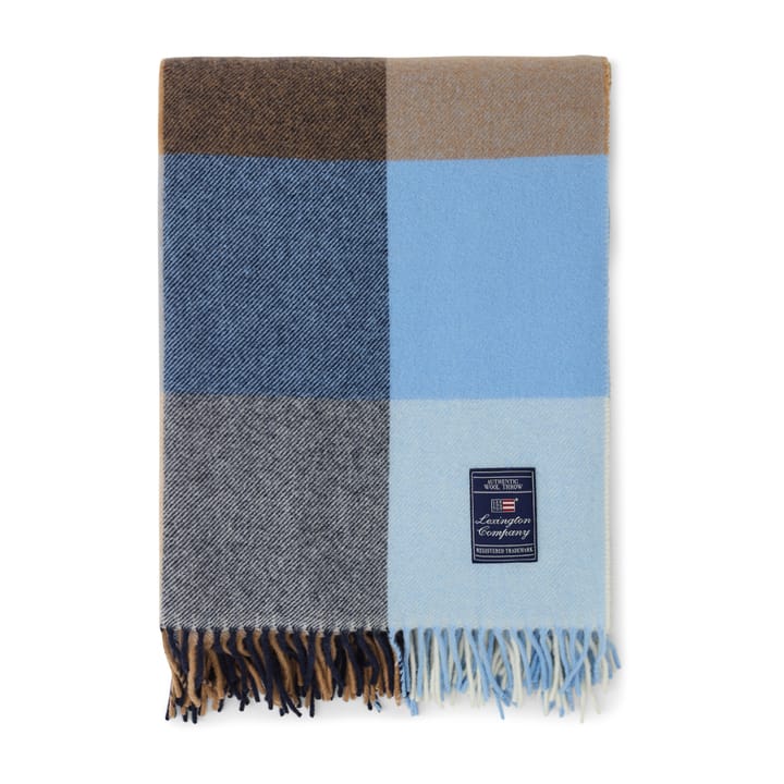 Checked Recycled Wool throw 130x170 cm - Blue-mid brown - Lexington