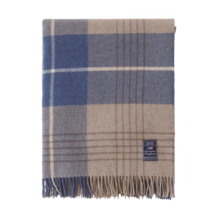 Checked Recycled Wool throw 130x170 cm, Denim blue-beige Lexington
