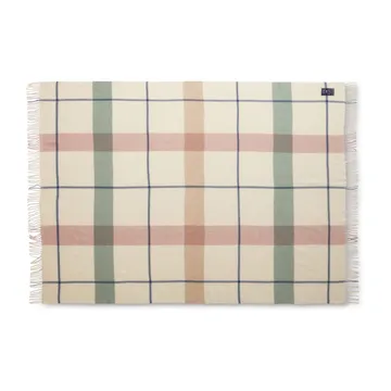 Checked Recycled wool throw 130x170 cm - Offwhite-green-pink - Lexington