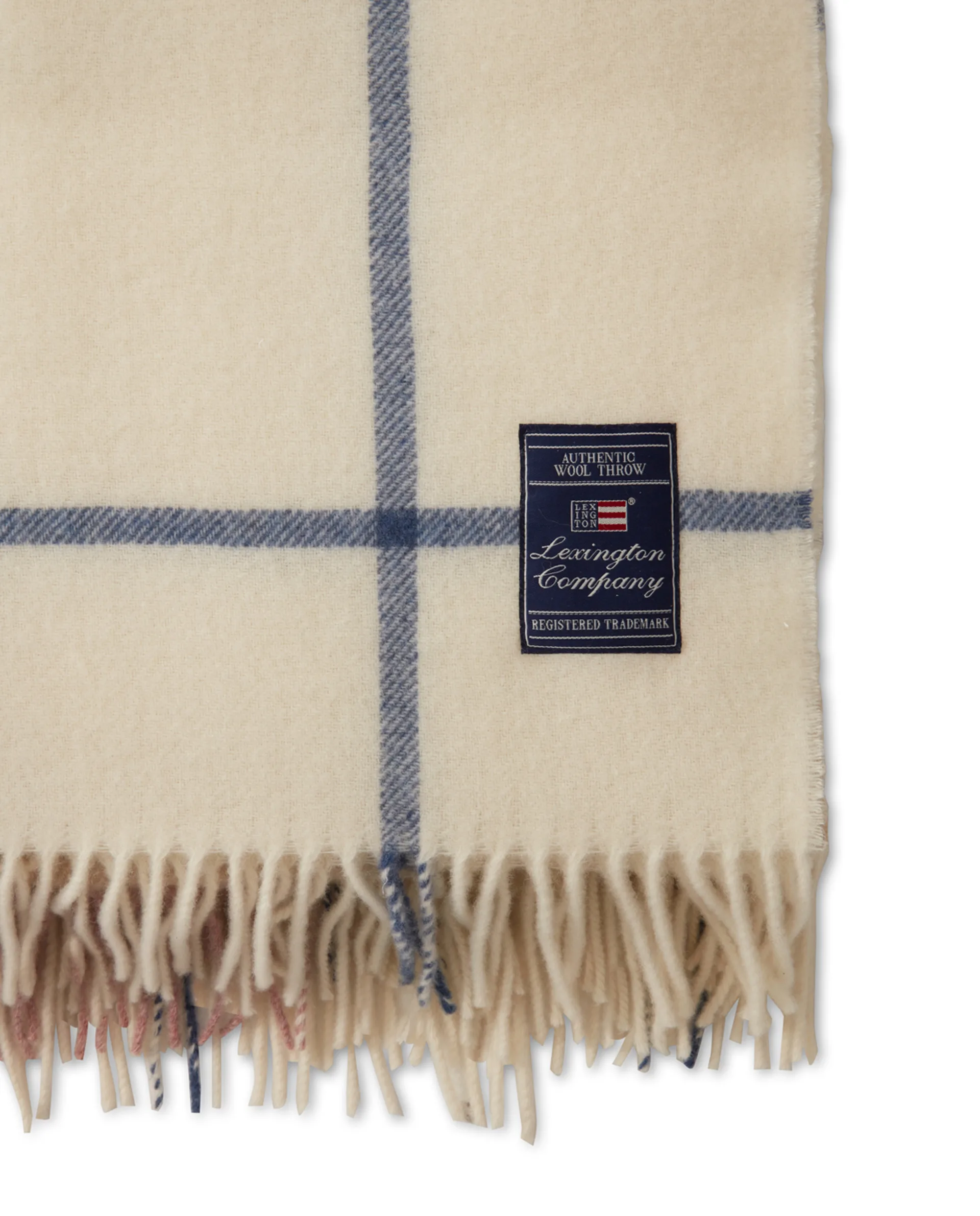 Checked Recycled wool throw 130x170 cm, Offwhite-green-pink Lexington