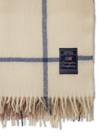 Checked Recycled wool throw 130x170 cm - Offwhite-green-pink - Lexington