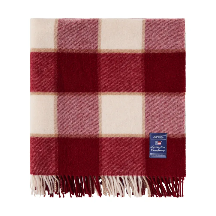 Checked Recycled Wool throw 130x170 cm - Red-Light beige-beige - Lexington