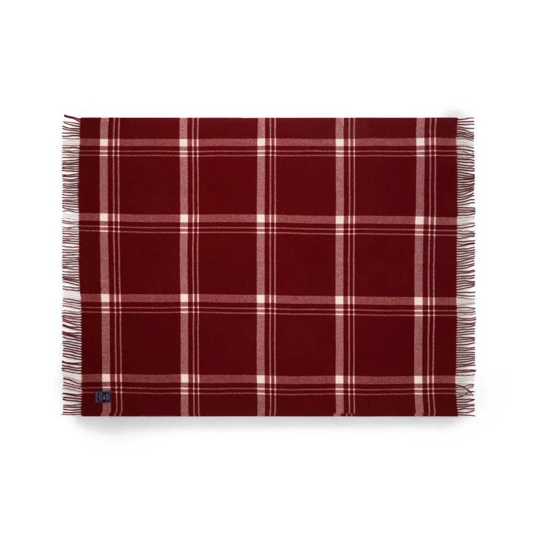 Checked Recycled Wool throw 130x170 cm, Red-white Lexington