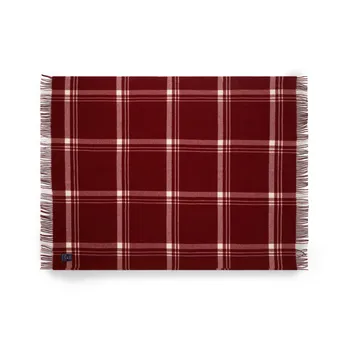 Checked Recycled Wool throw 130x170 cm - Red-white - Lexington
