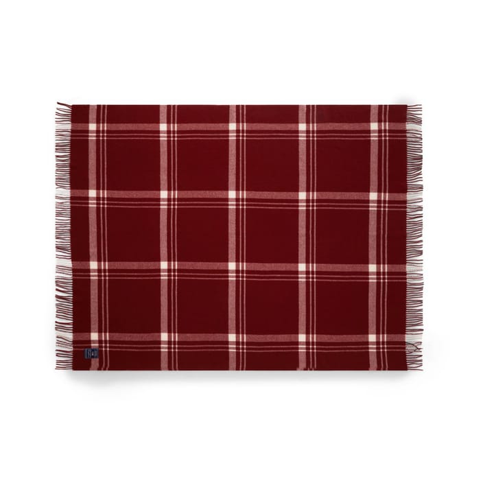 Checked Recycled Wool throw 130x170 cm - Red-white - Lexington