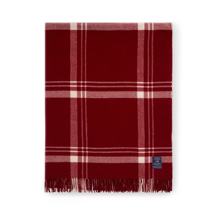 Checked Recycled Wool throw 130x170 cm - Red-white - Lexington