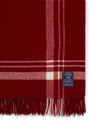 Checked Recycled Wool throw 130x170 cm - Red-white - Lexington