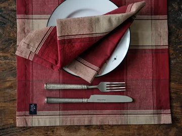 Checkedlinen-cotton servet 50x50 cm - Red-beige - Lexington