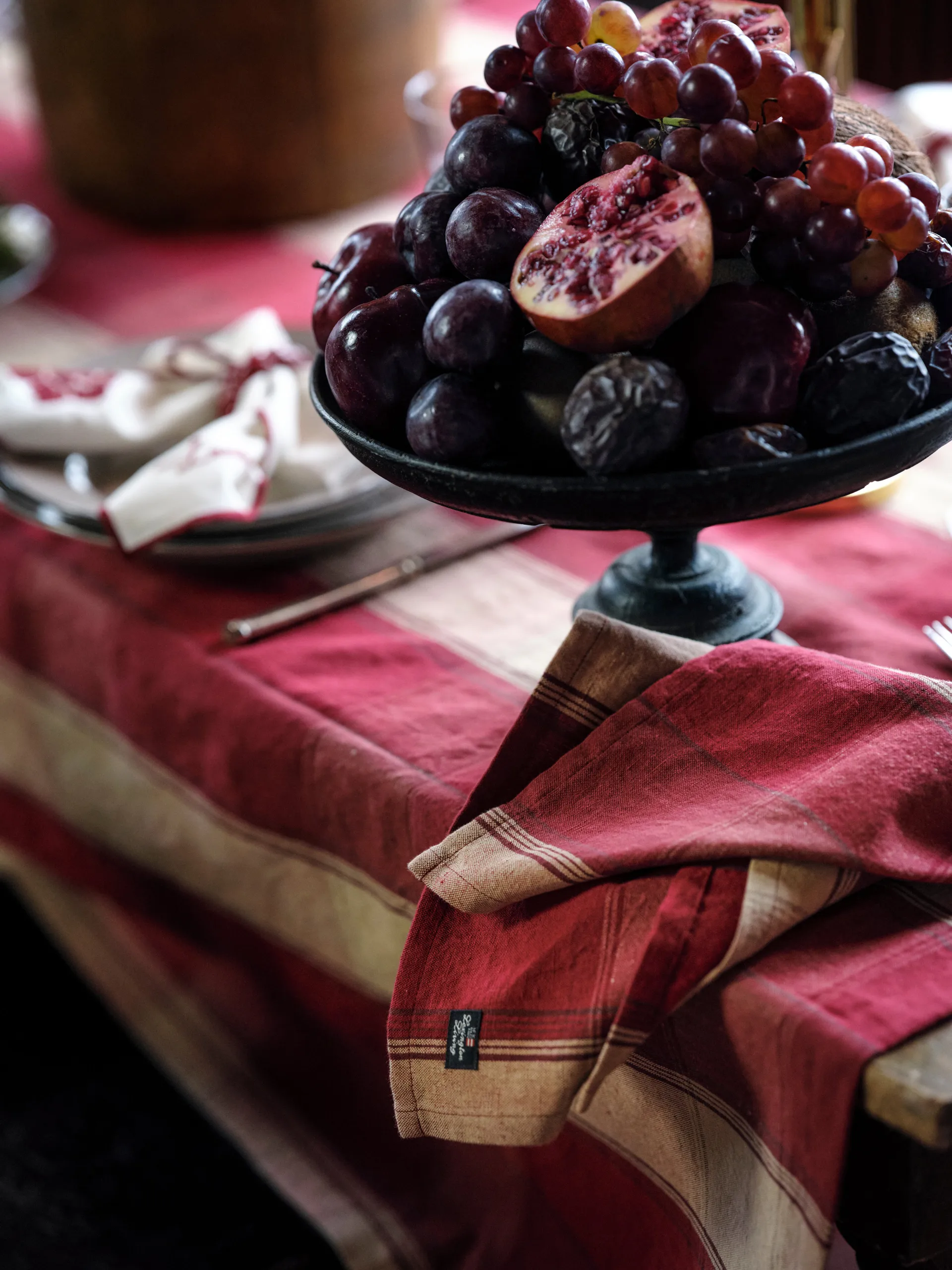 Checkedlinen-cotton servet 50x50 cm, Red-beige Lexington