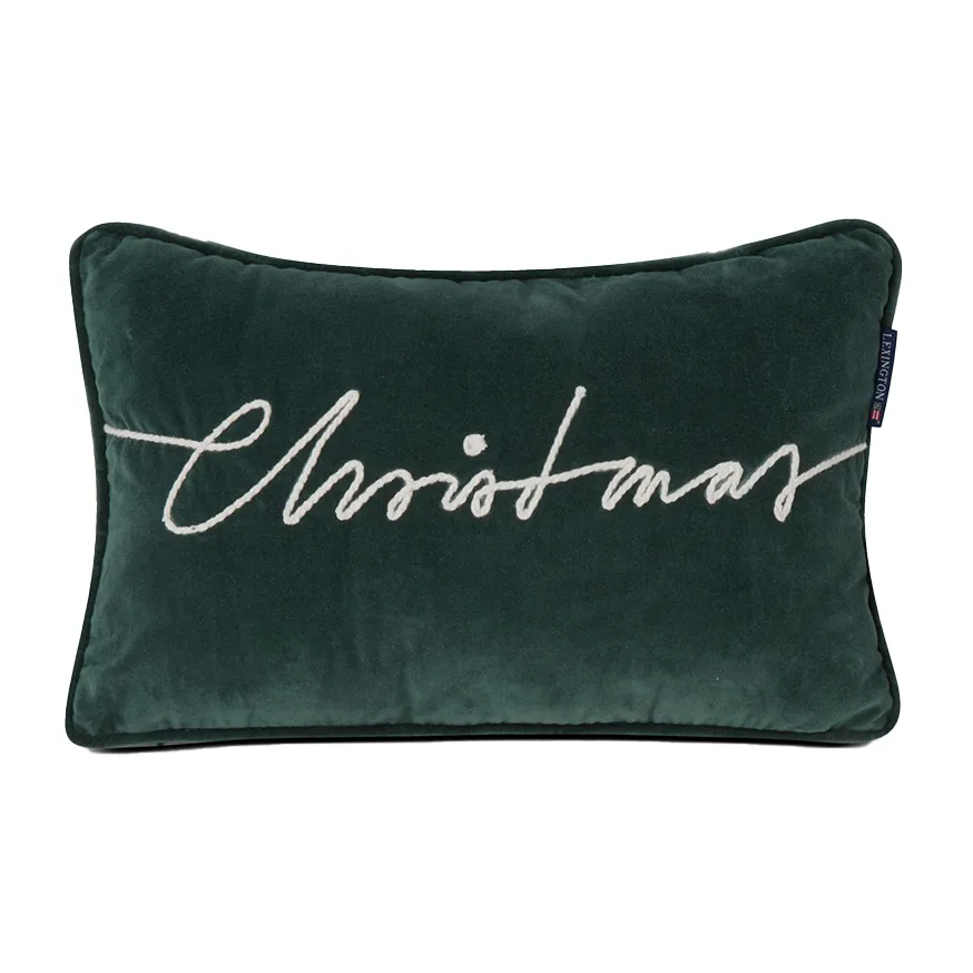 Christmas Cotton Velvet cushion 30x50 cm, Green Lexington