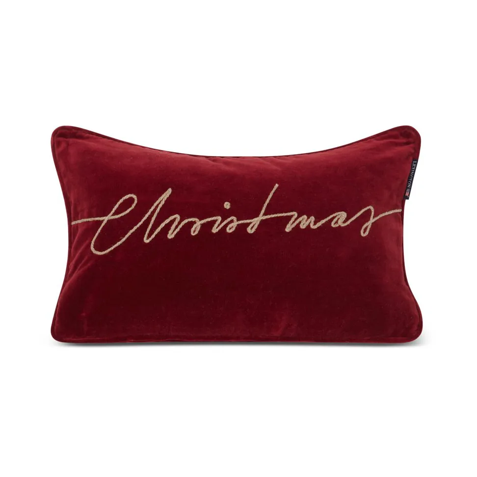 Christmas Organic Cotton Velvet cushion 30x50 cm, Red Lexington