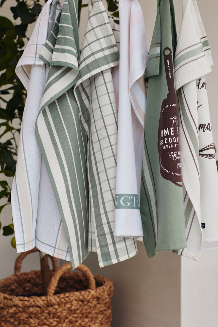 Cotton Terry Logo kitchen towel 50x70 cm, Light beige-white-green Lexington