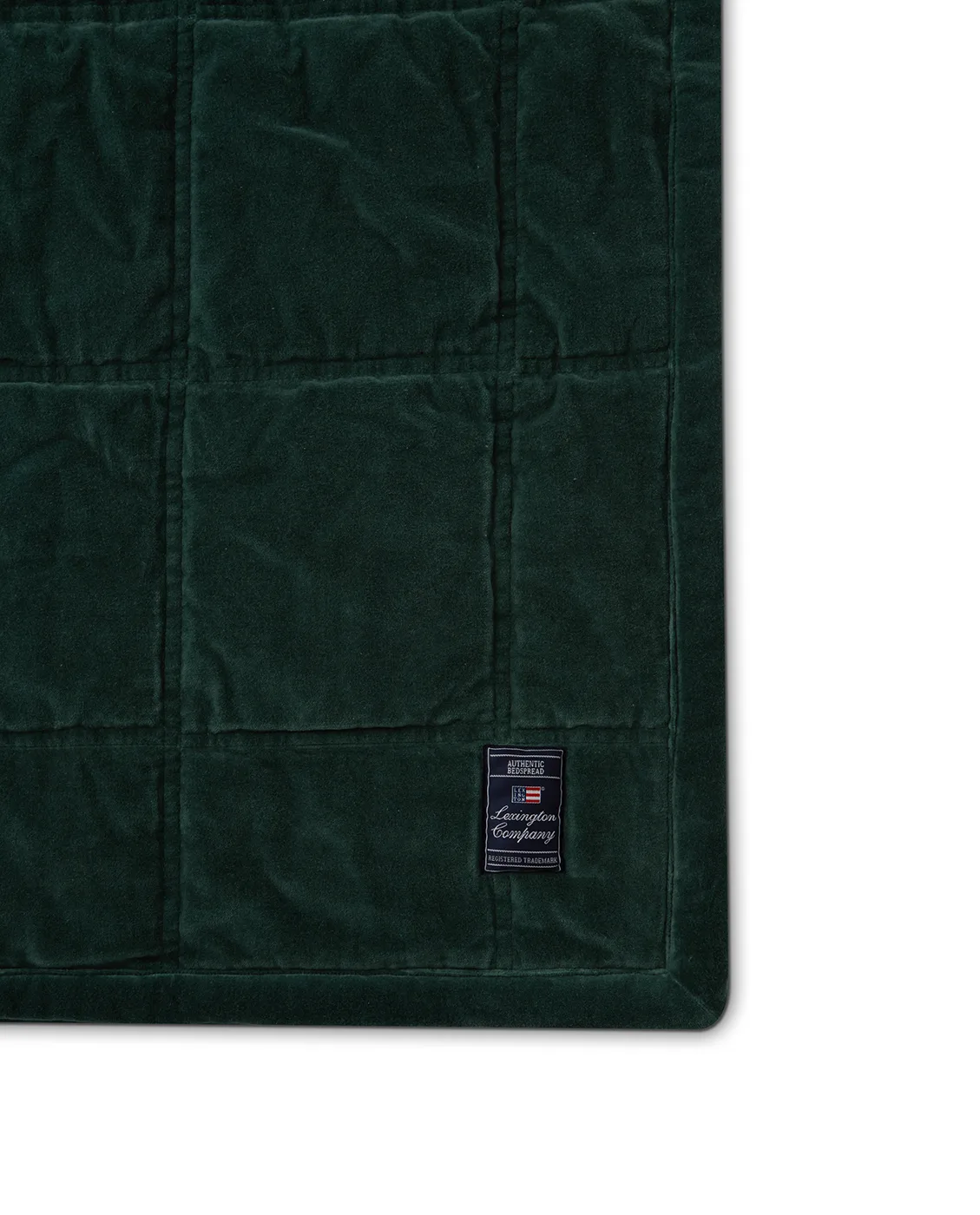 Cotton Velvet quilted throw 160x240 cm, Green Lexington