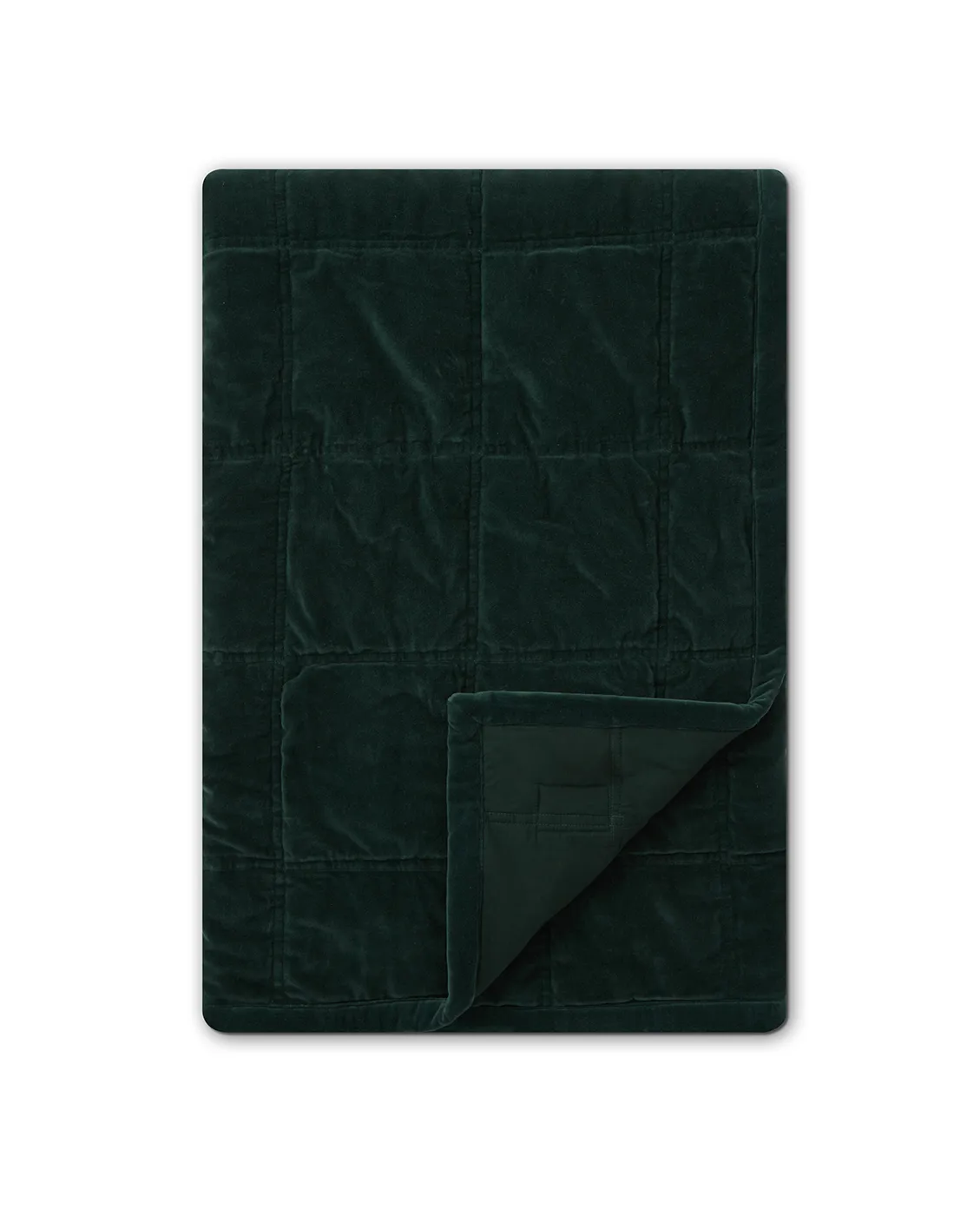 Cotton Velvet quilted throw 160x240 cm, Green Lexington