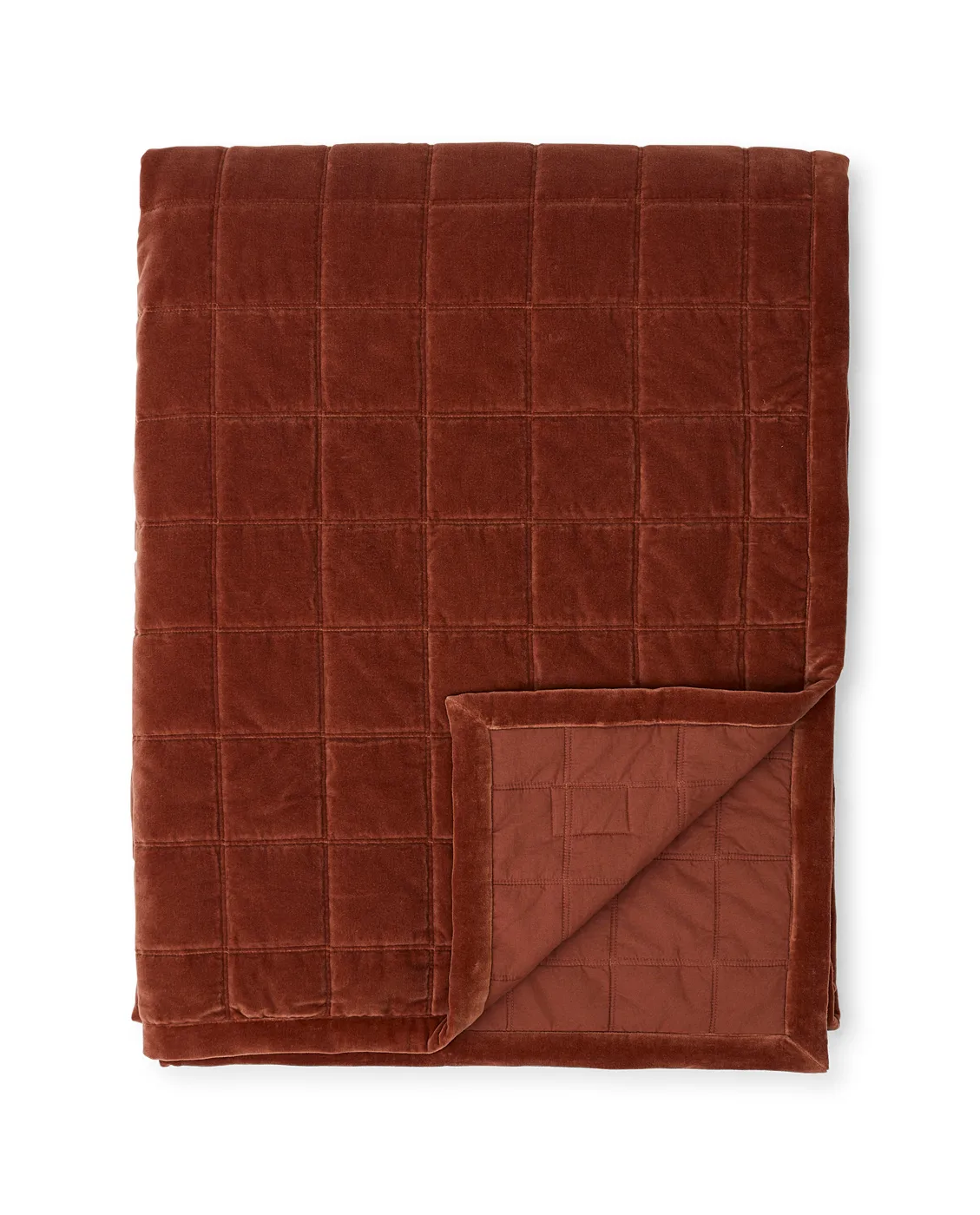 Cotton Velvet quilted throw 160x240 cm, Rustic Brown Lexington