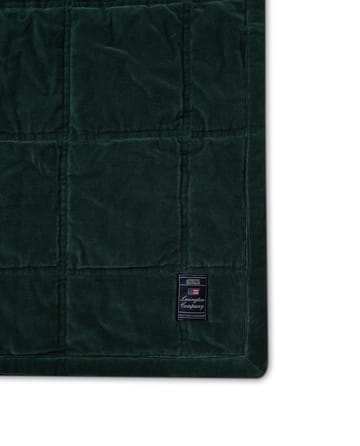 Cotton Velvet quilted throw 240x260 cm - Green - Lexington