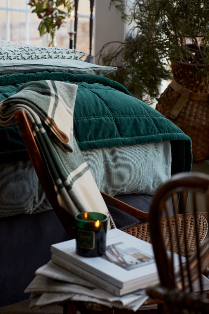 Cotton Velvet quilted throw 240x260 cm, Green Lexington
