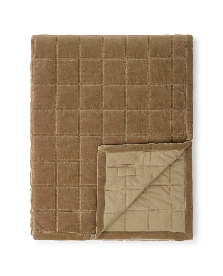 Cotton Velvet quilted throw 240x260 cm, Walnut Lexington