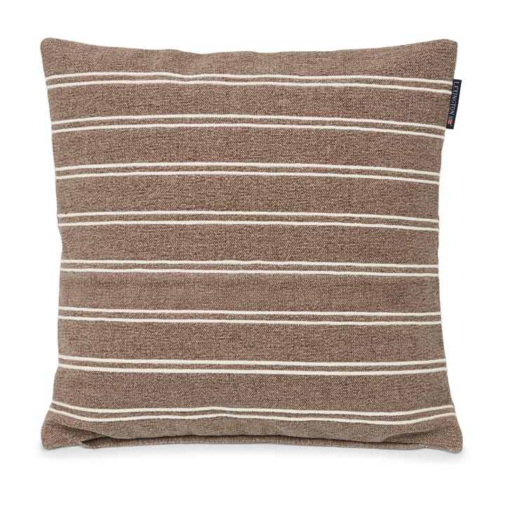 Deco Striped Cotton Canvase pillowcase 50x50 cm - Mid brown-white - Lexington