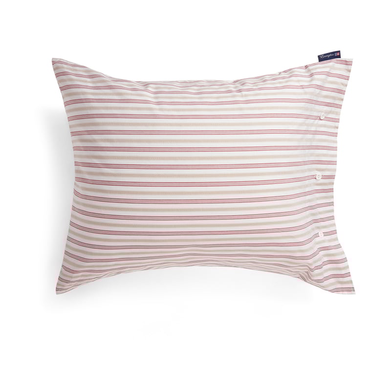 Lexington Dobby striped cotton poplin pillowcase 50x60 cm Red-beige-white