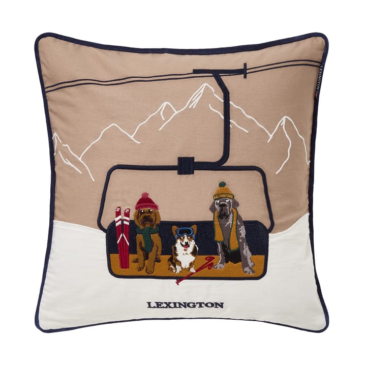 Dog lift eco. cotton twill cushion cover 50x50 cm - Beige-white - Lexington
