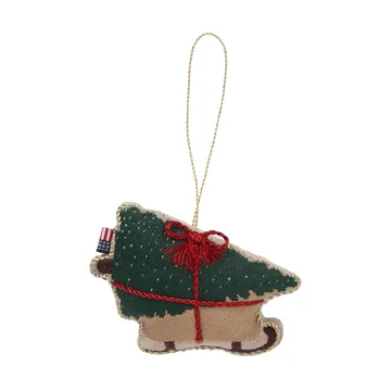 Dog sleigh organic cotton Christmas hanging - Multi - Lexington