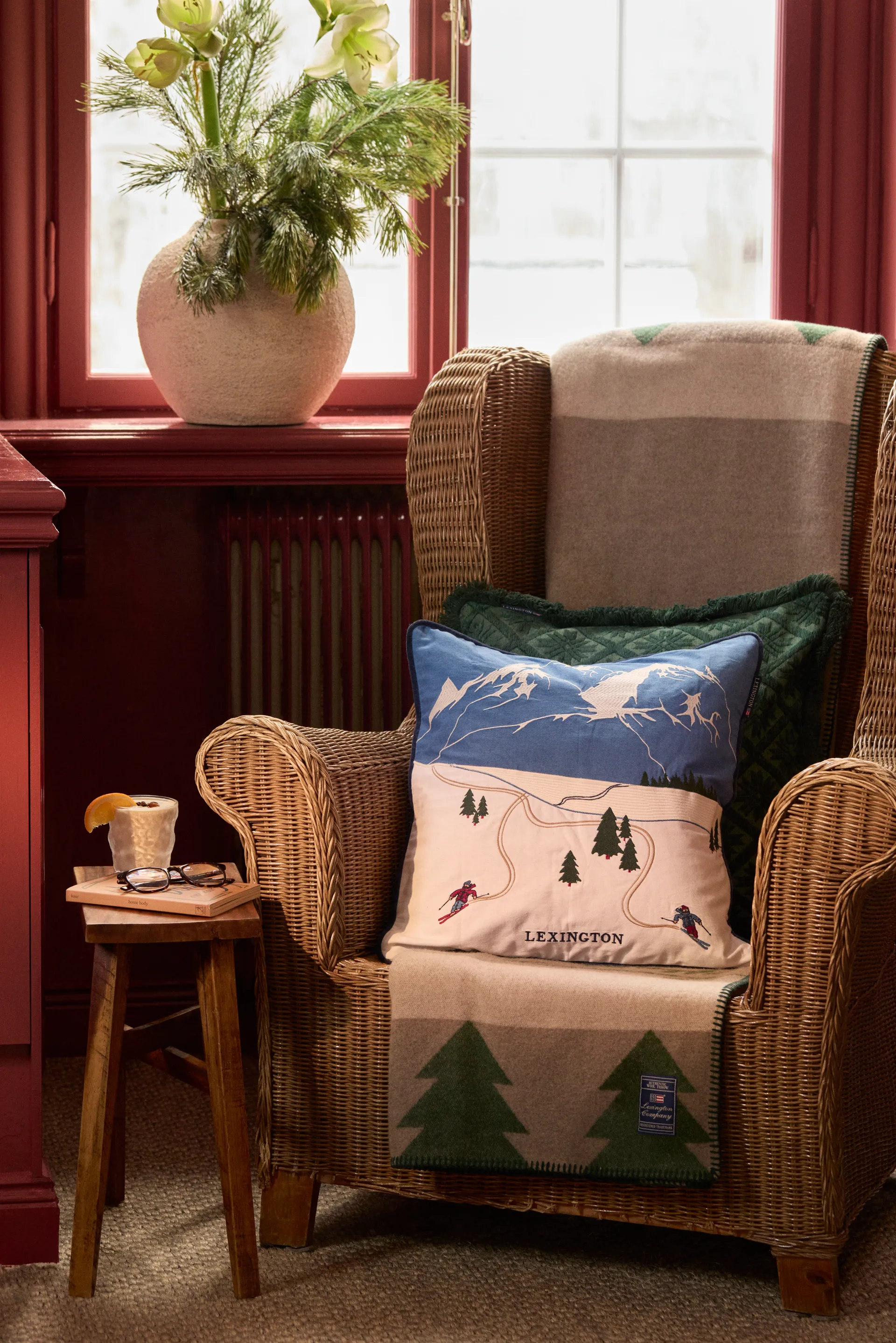 Down hill eco. cotton twill cushion cover 50x50 cm, Blue-White Lexington