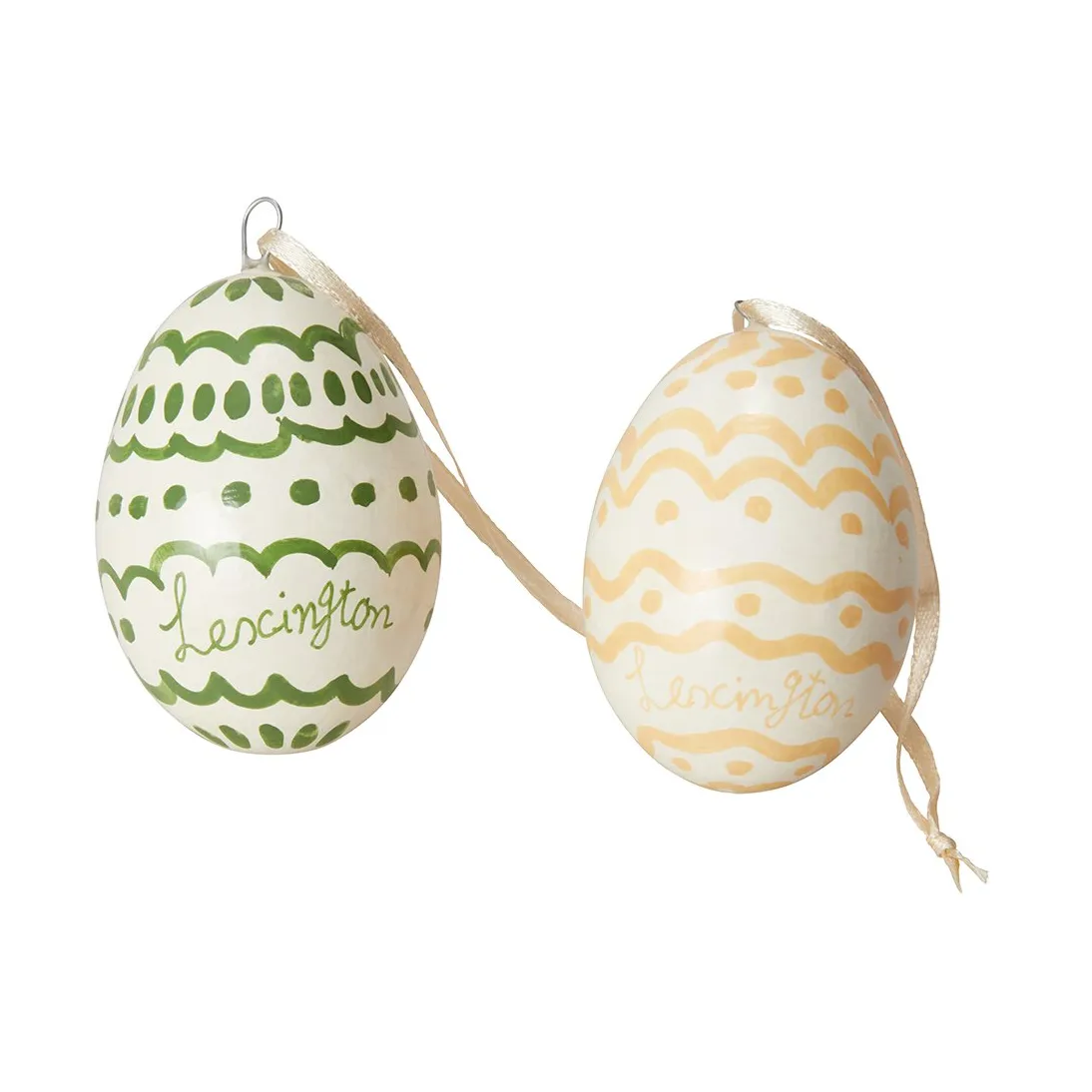 Lexington Easter Eggs in Papier Maché Easter ornaments 2-pack Green-yellow