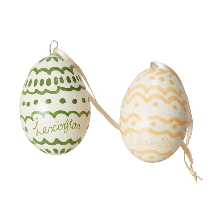 Easter Eggs in Papier Maché Easter ornaments 2-pack - Green-yellow - Lexington