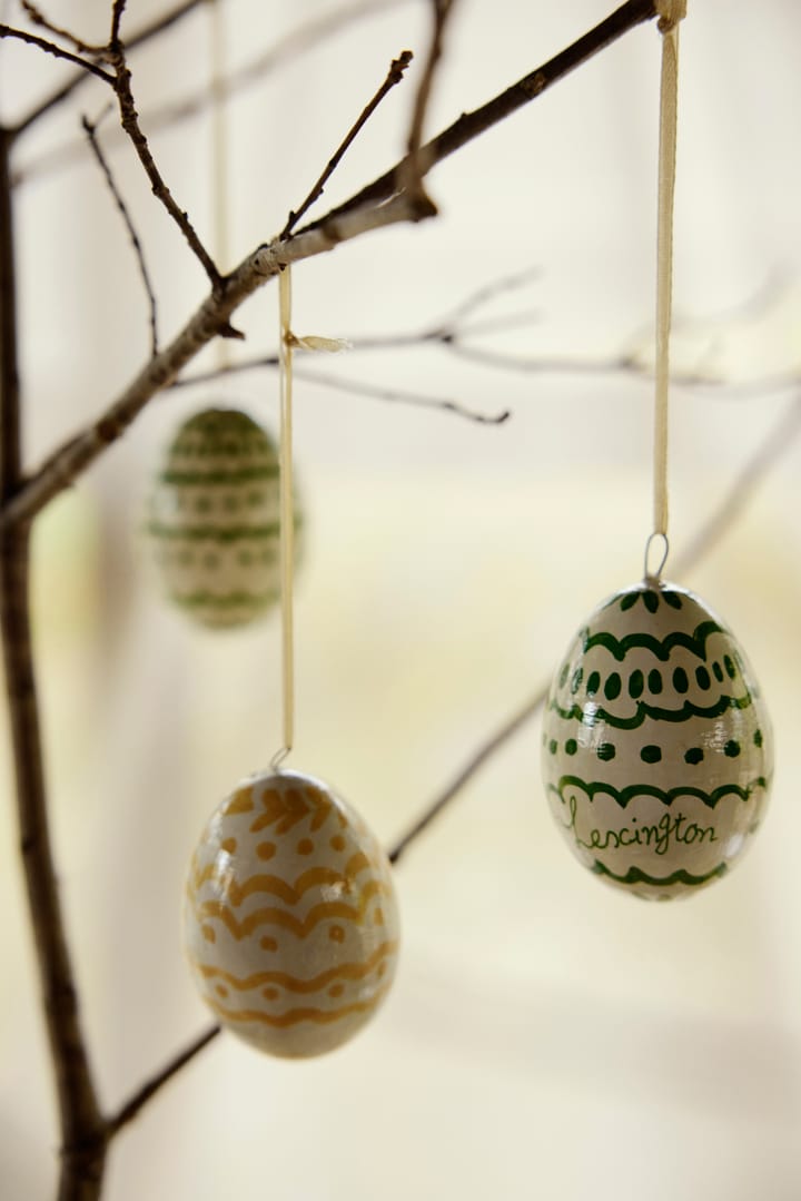 Easter Eggs in Papier Maché Easter ornaments 2-pack - Green-yellow - Lexington