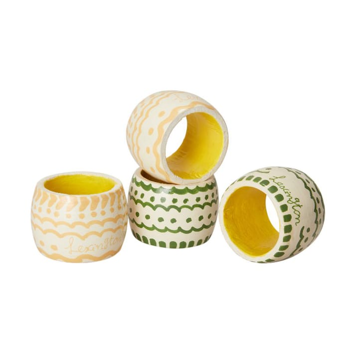 Easter Ring in Wood napkin ring 4-pack - Green-yellow - Lexington