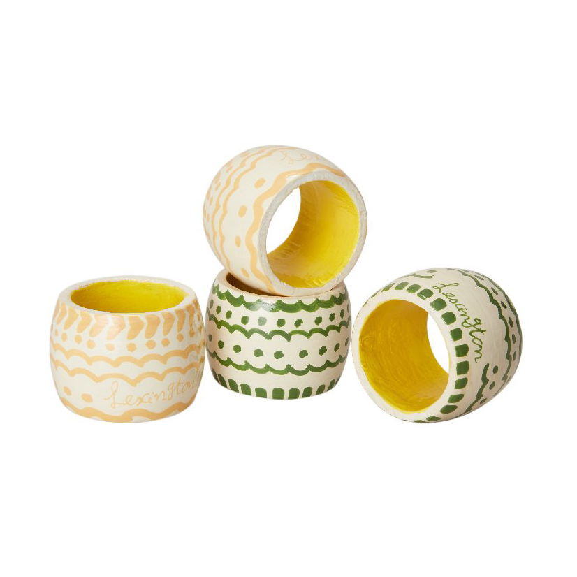 Lexington Easter Ring in Wood napkin ring 4-pack Green-yellow