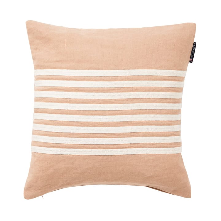 Embroidery Striped Linen/Cotton cushion cover 50x50 cm - Beige-white - Lexington