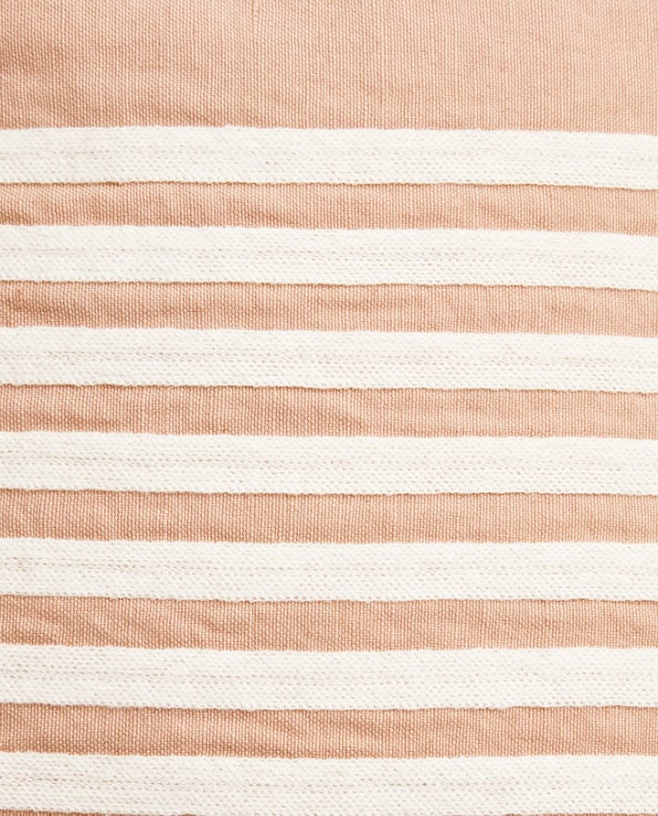 Embroidery Striped Linen/Cotton cushion cover 50x50 cm - Beige-white - Lexington