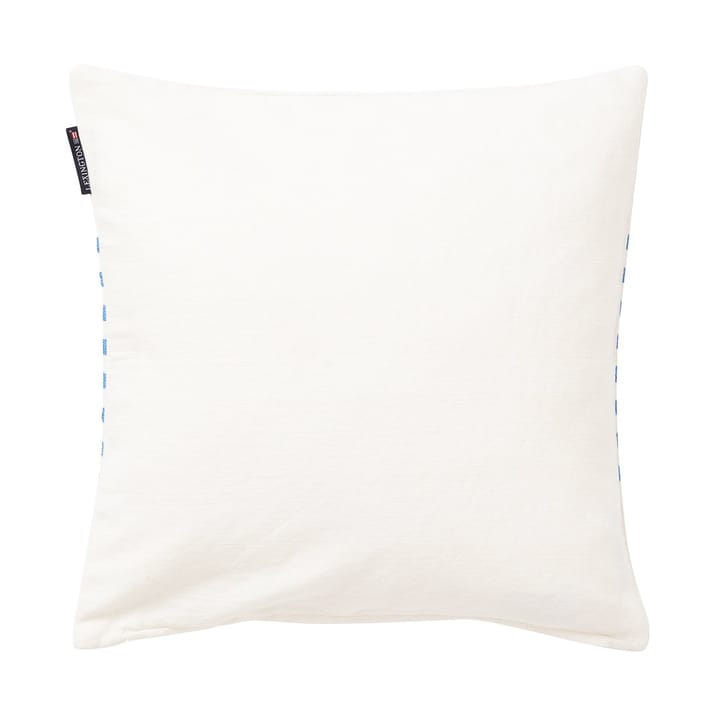 Embroidery Striped Linen/Cotton cushion cover 50x50 cm - Off White-blue - Lexington