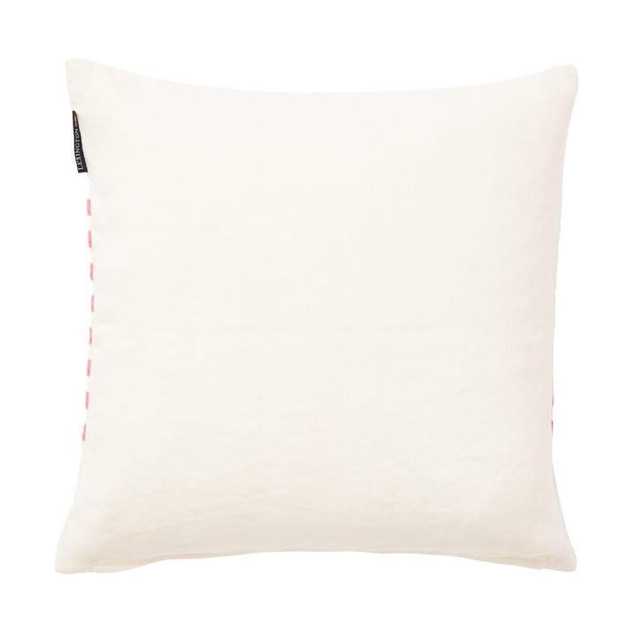 Embroidery Striped Linen/Cotton cushion cover 50x50 cm - Off White-red - Lexington