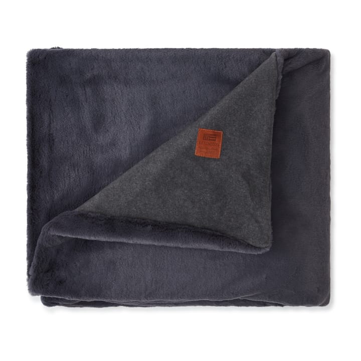 Faux Fur Recycled Polyester throw 140x200 cm - Dark gray - Lexington