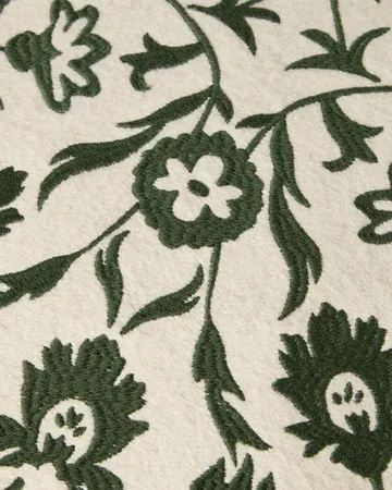 Flower Embroidered Wool Mix pillowcase 50x50 cm - Light beige-green - Lexington