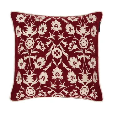 Flower Embroidered Wool Mix pillowcase 50x50 cm - Red-Light beige - Lexington