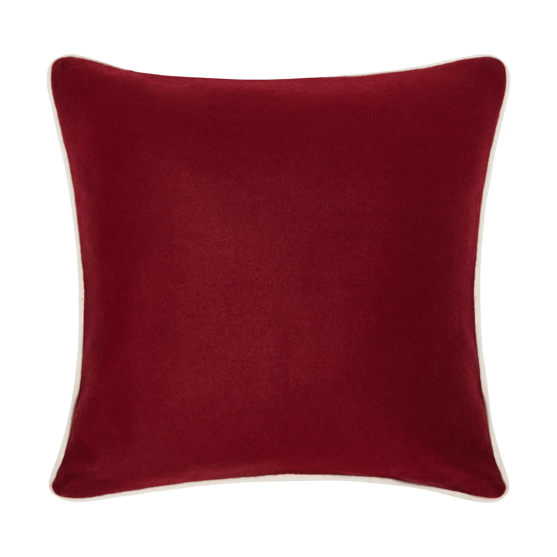 Flower Embroidered Wool Mix pillowcase 50x50 cm, Red-Light beige Lexington