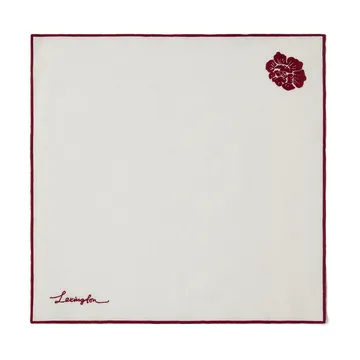 Flower linen-cotton napkin 50x50 cm - White-Red - Lexington