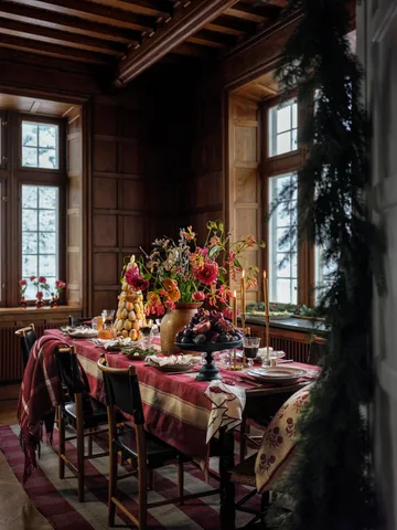 Flower linen-cotton napkin 50x50 cm - White-Red - Lexington