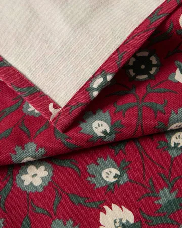 Flower-print organic cotton napkin - Red-beige-green - Lexington
