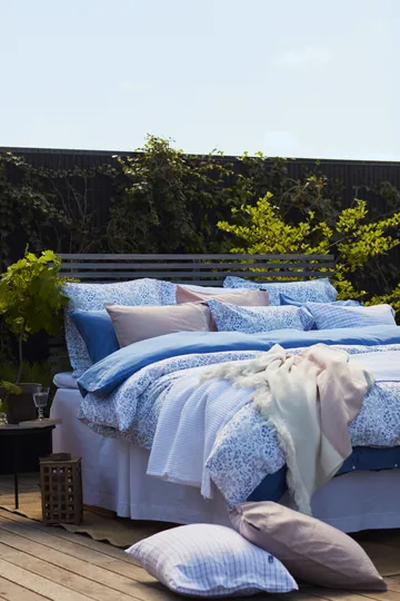 Flower Printed Cotton Sateen bed sheet 150x210 cm - Blue - Lexington