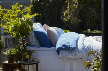 Flower Printed Cotton Sateen bed sheet 150x210 cm - Blue - Lexington