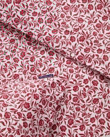 Flower printed cotton sateen bedding set - White-Red - Lexington