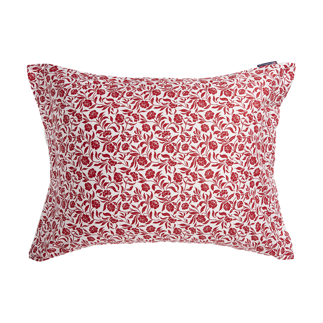 Lexington Flower printed cotton sateen pillowcase 50x60 cm White-red