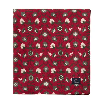 Flower printed organic cotton tablecloth - Red-beige-green, 150x250 cm - Lexington