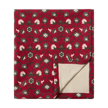 Flower printed organic cotton tablecloth - Red-beige-green, 150x250 cm - Lexington